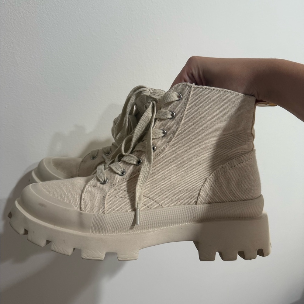 Steve Madden Cream Lace Up Boots